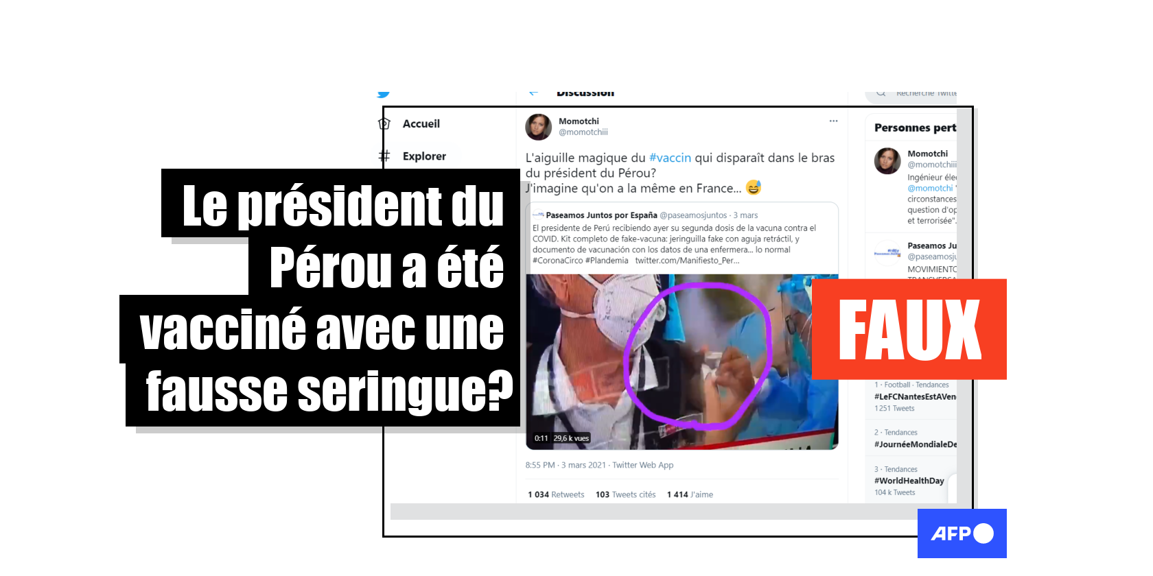 Non, la seringue avec laquelle le président péruvien a été vacciné n'était pas "factice"