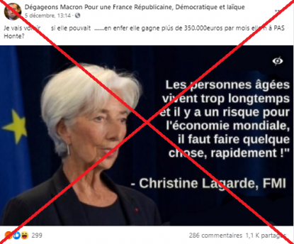 Christine Lagarde N A Pas Declare Que Les Personnes Agees Vivent Trop Longtemps Factuel