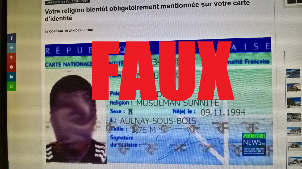 Non, la religion n'apparaîtra pas sur les cartes d ...